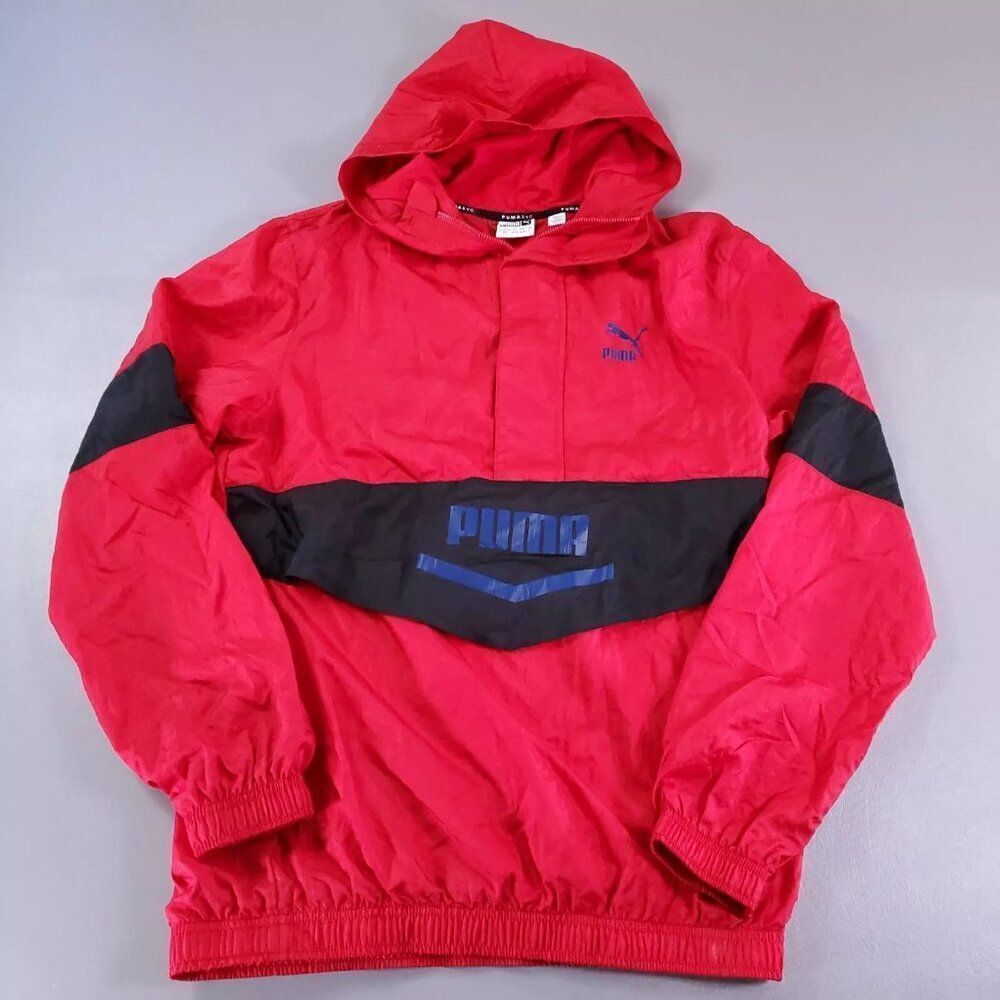 PUMA Evo Windbreaker Jacket Mens Small Half Zip Wind Cell Warmup Running Hooded